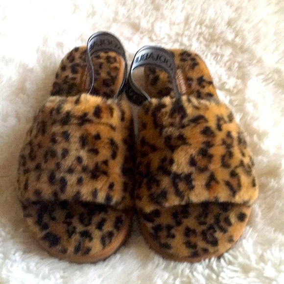 Brand New with box Ugg Fuzzy Slides Cheetah print - Picture 1 of 3